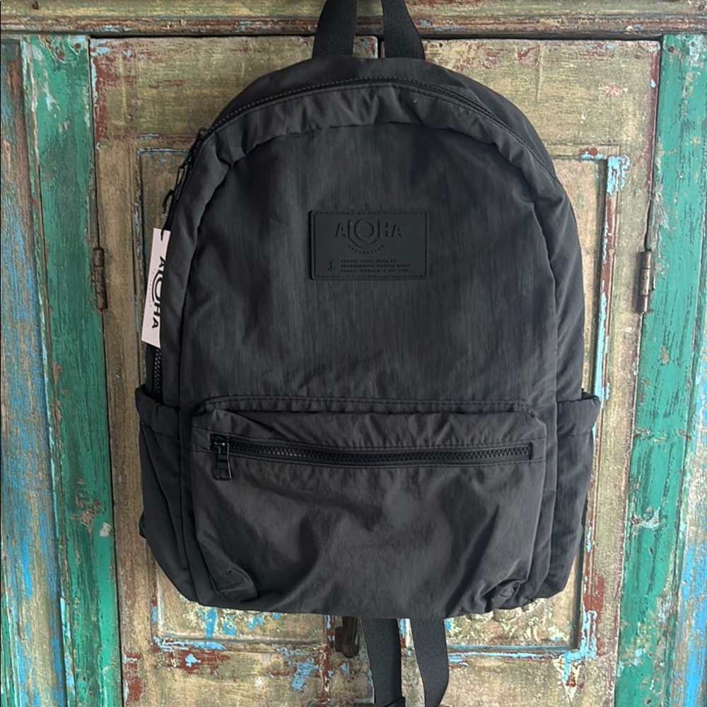 ALOHA Collection Black Backpack with Durable Material and Adjustable Straps